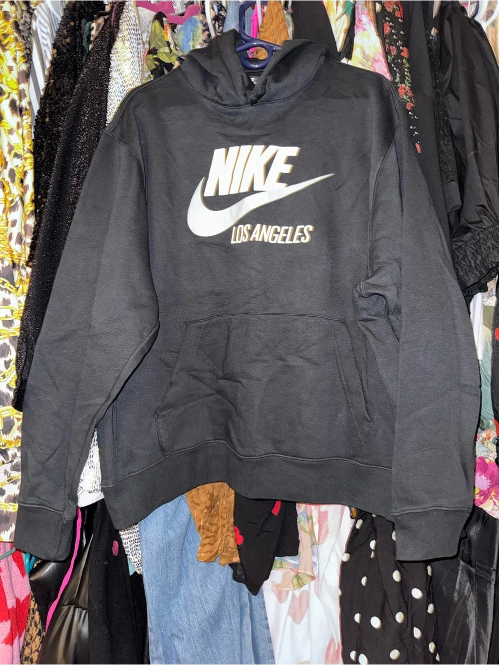 New Nike Los Angeles Black Pullover Hoodie with White Logo